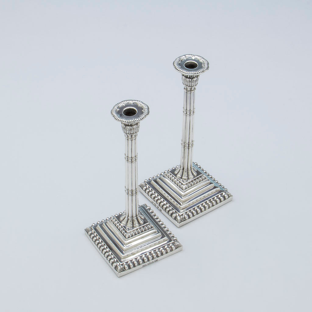 Top view of Pr. George III Rare Sterling Tea Candlesticks, John Carter, London, 1769/70