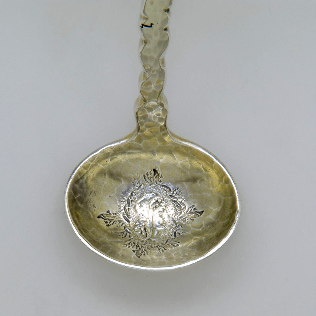 Bowl of Shiebler &#39;Homeric&#39;(Medallion) Sterling and 14k Gold Sauce Ladle, NYC, NY, c. 1880