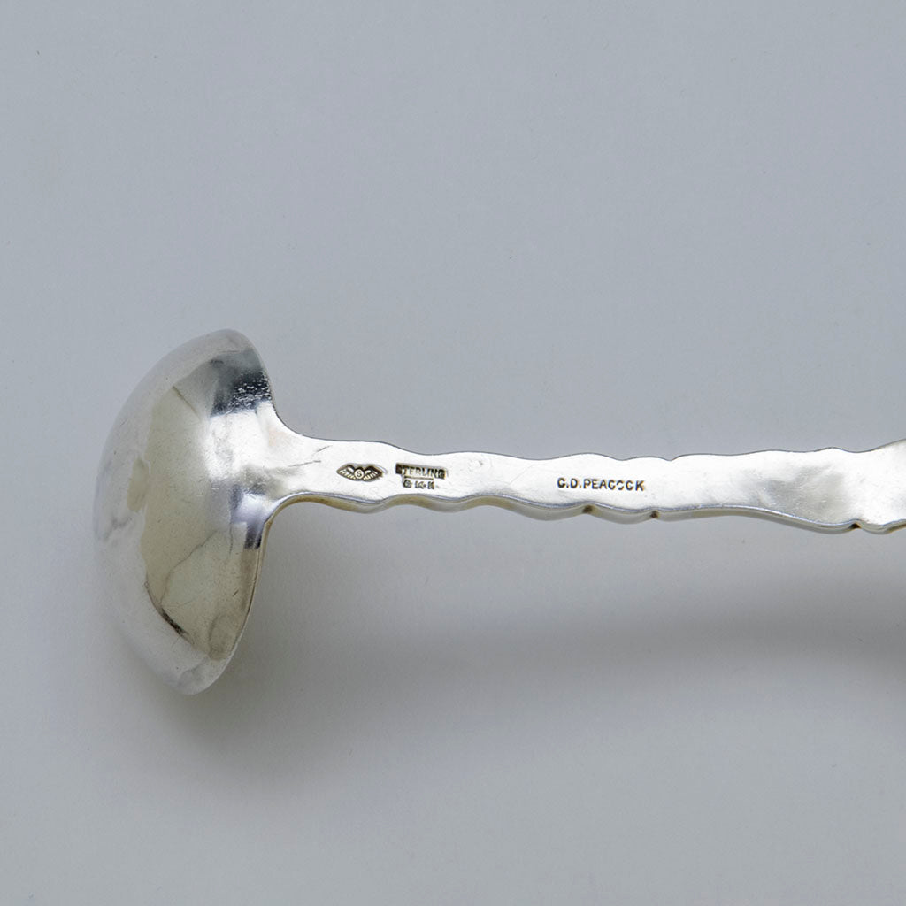 Marks on Shiebler &#39;Homeric&#39;(Medallion) Sterling and 14k Gold Sauce Ladle, NYC, NY, c. 1880