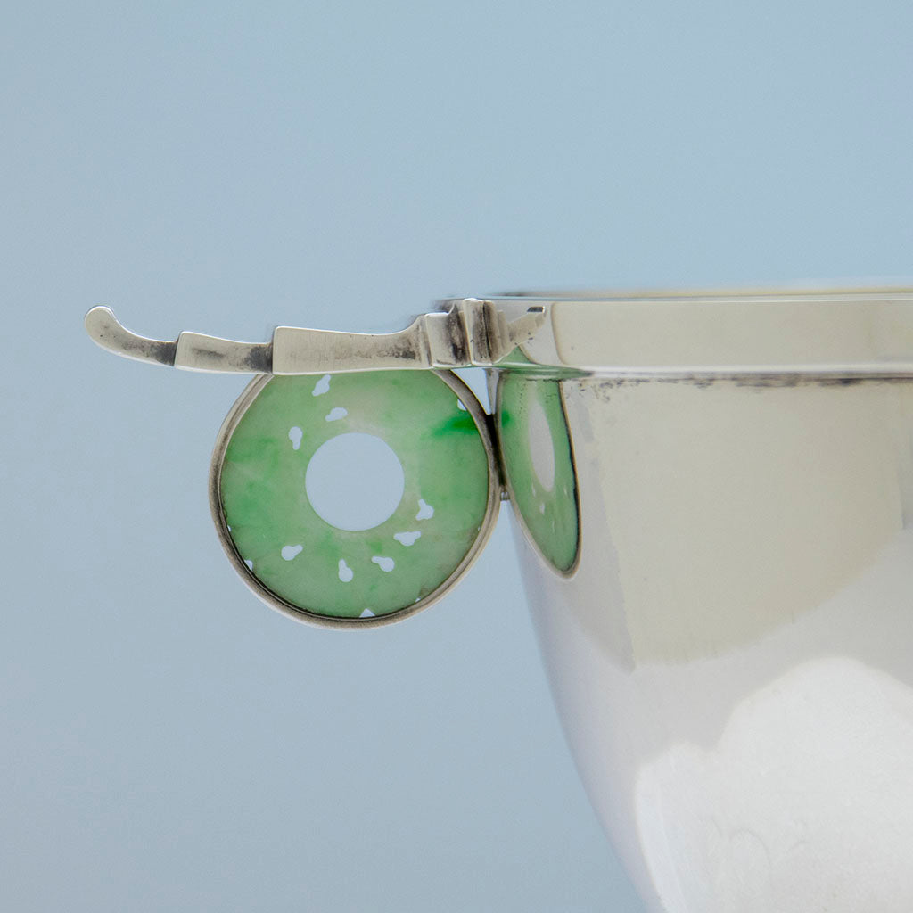 Handle a of Durgin Division of Gorham Sterling and Jade Art Deco Bowl, Providence, RI, 1928