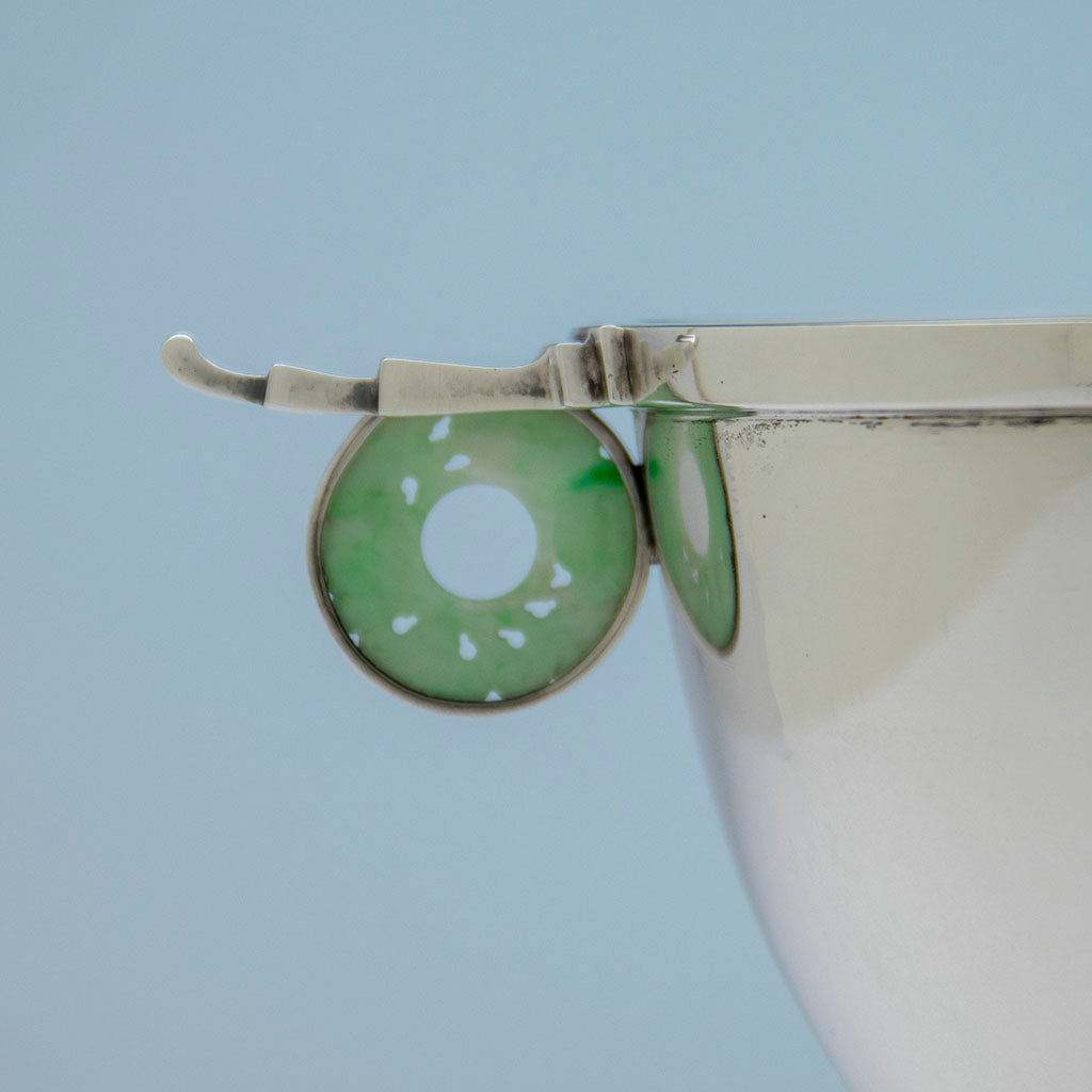 Handle b of Durgin Division of Gorham Sterling and Jade Art Deco Bowl, Providence, RI, 1928