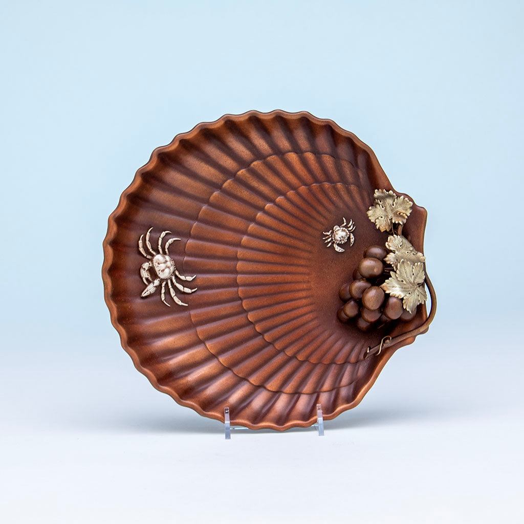 Gorham Copper & Other Metals Shell Grape Dish, Providence, RI, c. 1882