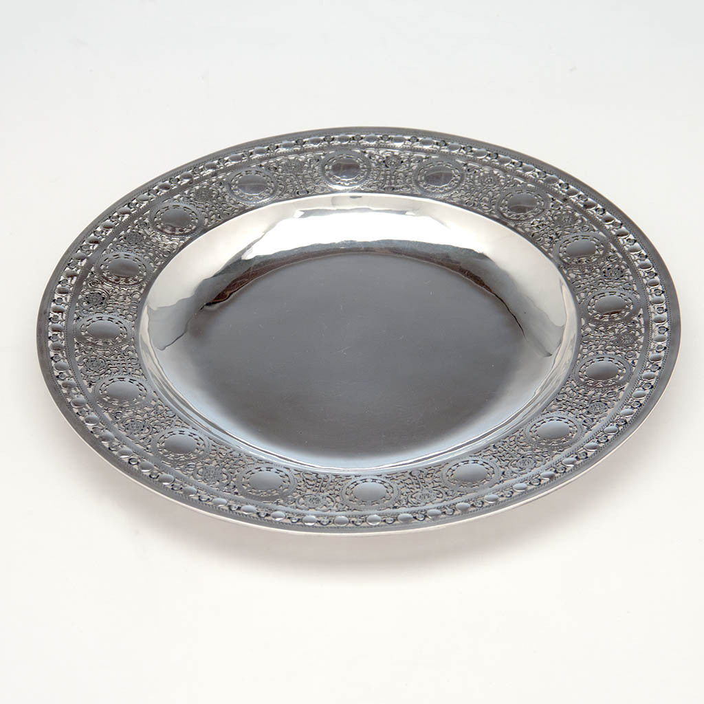 Mary Catherine Knight Hand Wrought Arts &amp; Crafts Pierced Sterling Silver Plate, Boston, MA c. 1915