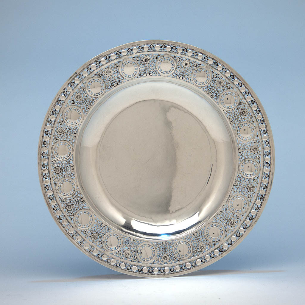 Mary Catherine Knight Hand Wrought Arts & Crafts Pierced Sterling Silver Plate, Boston, MA c. 1915