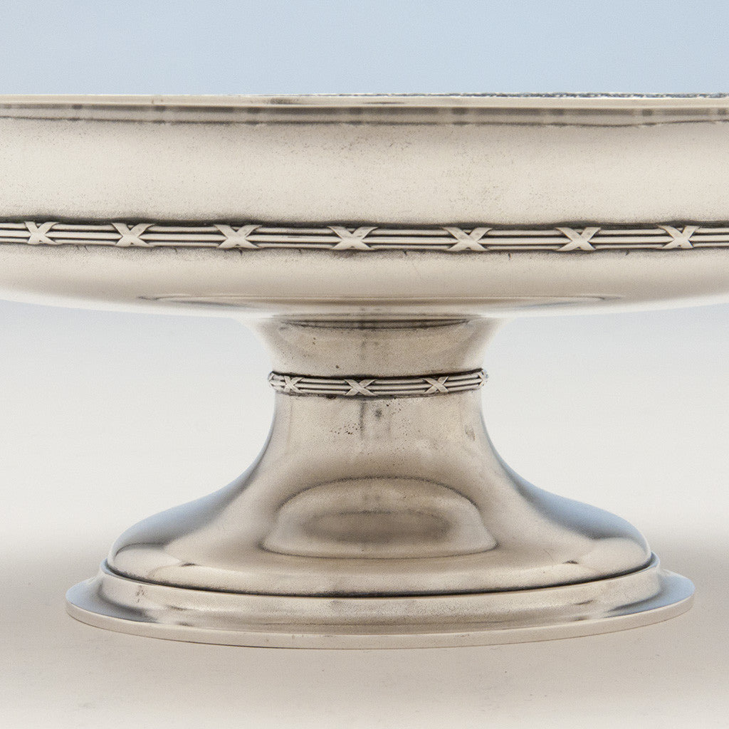 Side detail Tiffany &amp; Co. Antique Sterling Silver Centerpiece Bowl with Moth Handles, New York City, NY, c. 1874