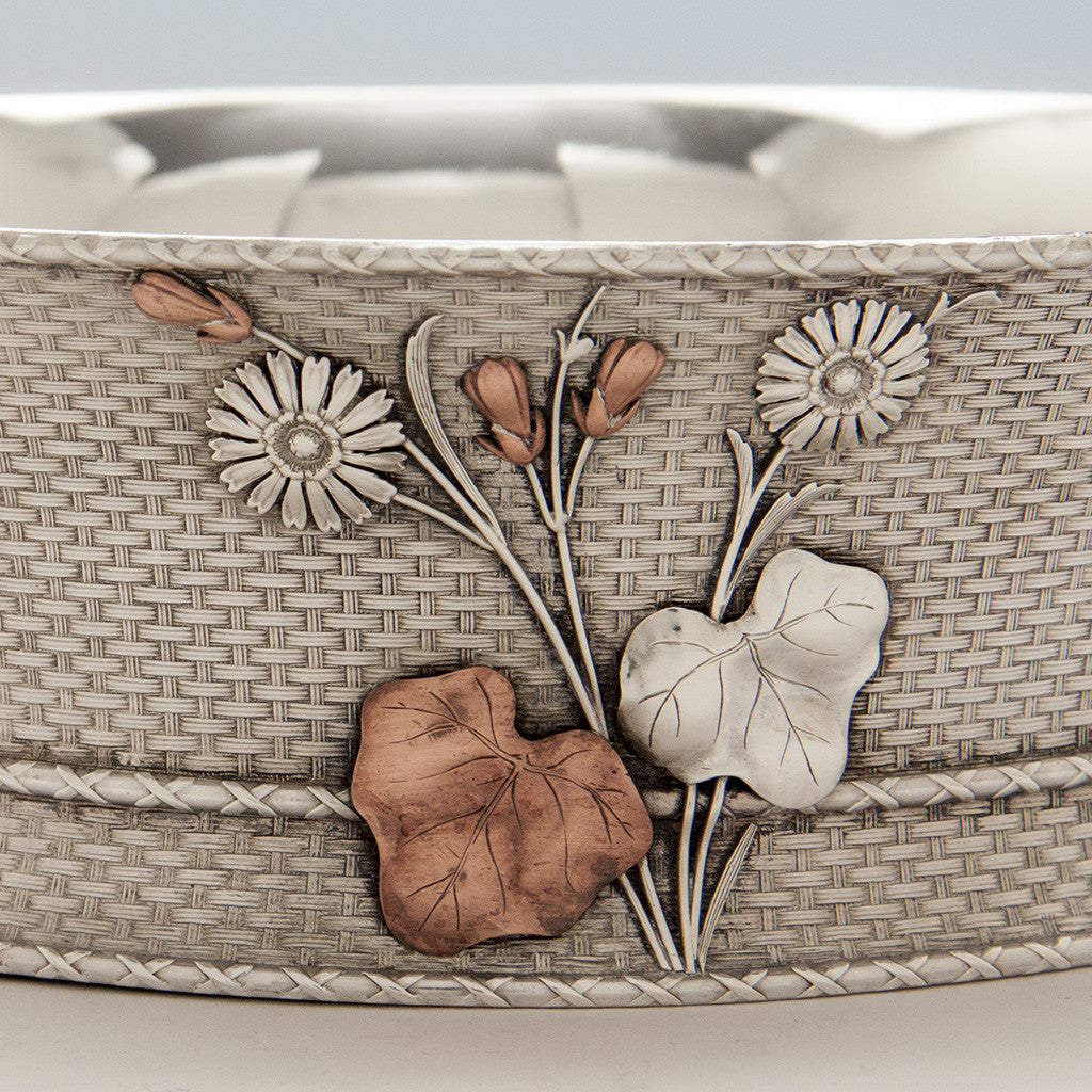 Mixed metal detail Whiting Antique Sterling Silver Aesthetic Movement Mixed Metals Bowl, New York City or North Attleboro, MA, c. 1875 