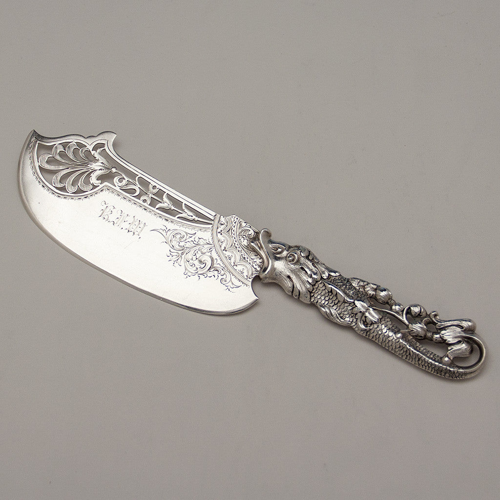 Shiebler Antique Sterling Silver Figural Fish Slice, New York City, c. 1885