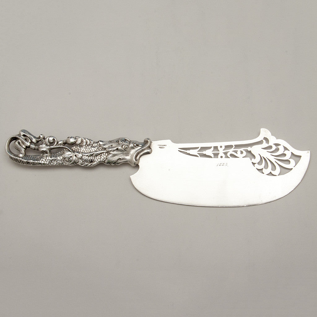 Reverse of Shiebler Antique Sterling Silver Figural Fish Slice, New York City, c. 1885