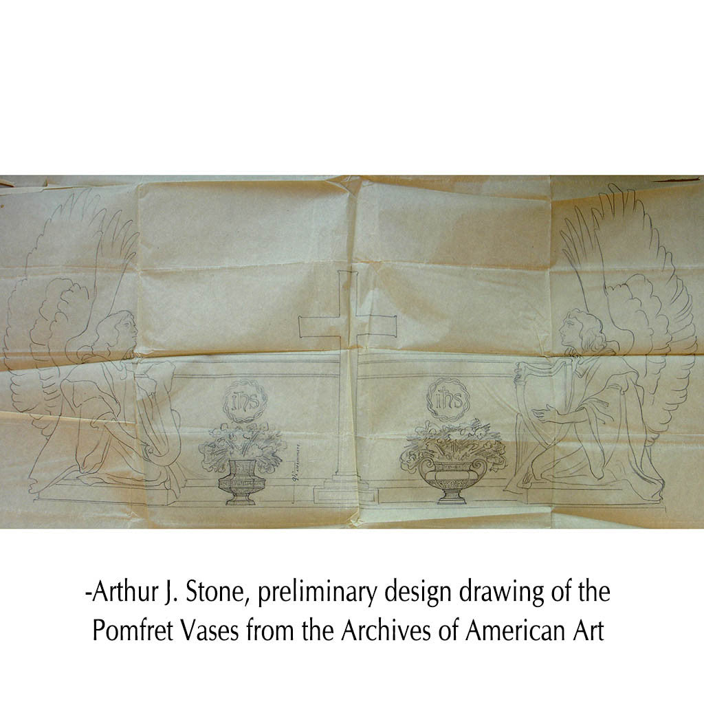Arthur J Stone preliminary drawing for Pomfret Altar Vases