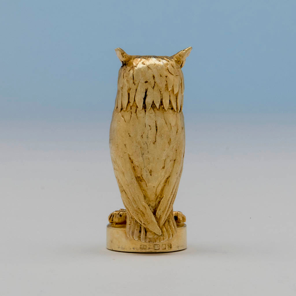 Back of Leslie Durbin Modern Sterling Silver Figural Owl Seal, London, 1962/63