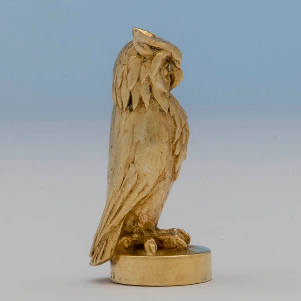 Profile of Leslie Durbin Modern Sterling Silver Figural Owl Seal, London, 1962/63