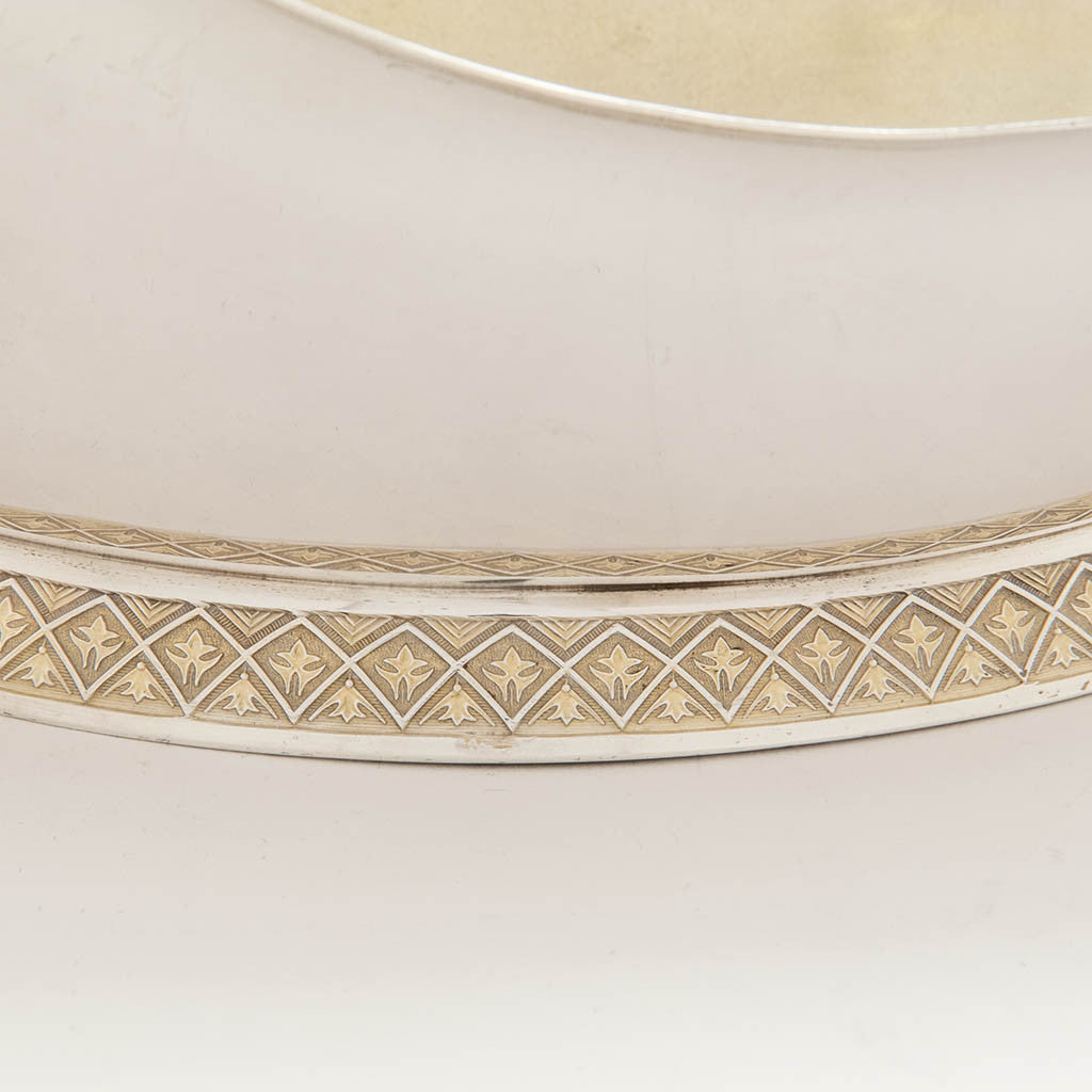 Foot detail Wood &amp; Hughes Antique Sterling Silver Figural Centerpiece Bowl, New York City, c. 1870