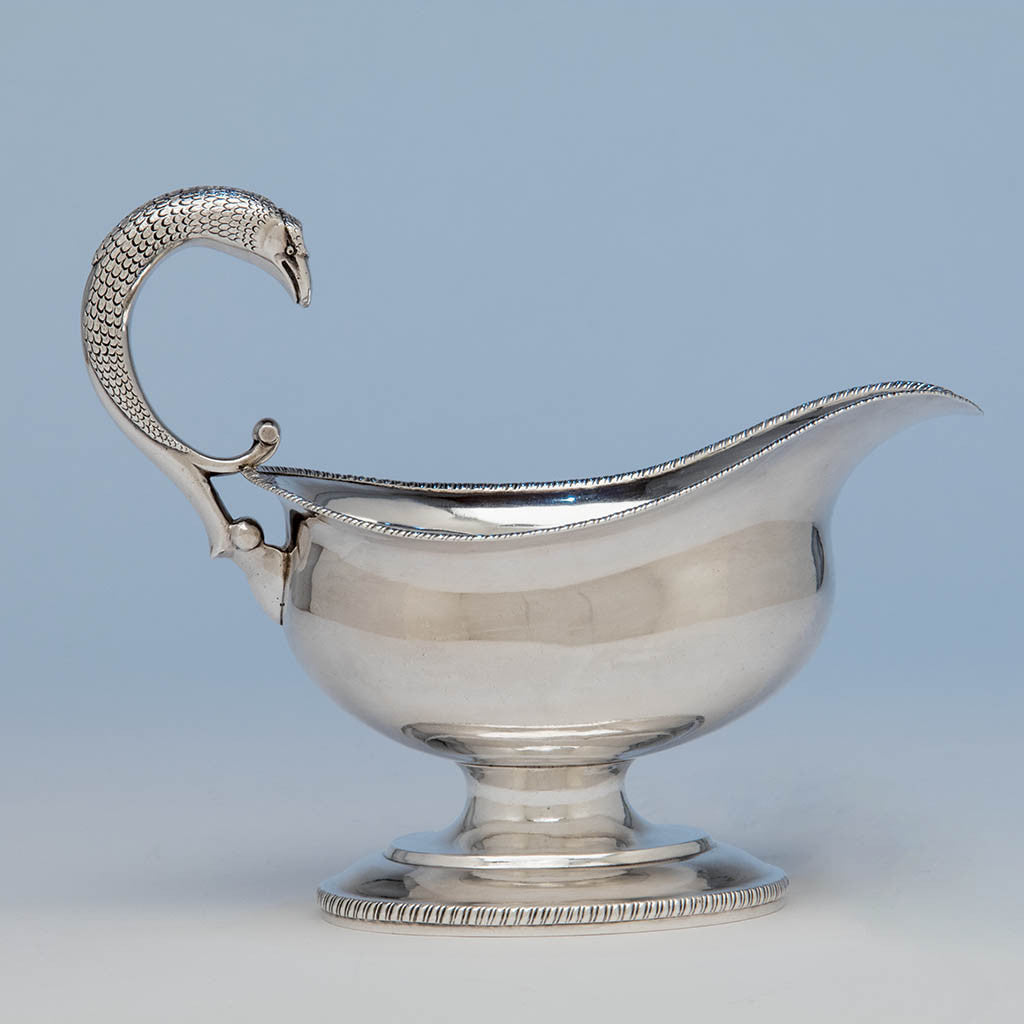 John McMullin Antique Silver Sauce Boat, Philadelphia, PA, c. 1810
