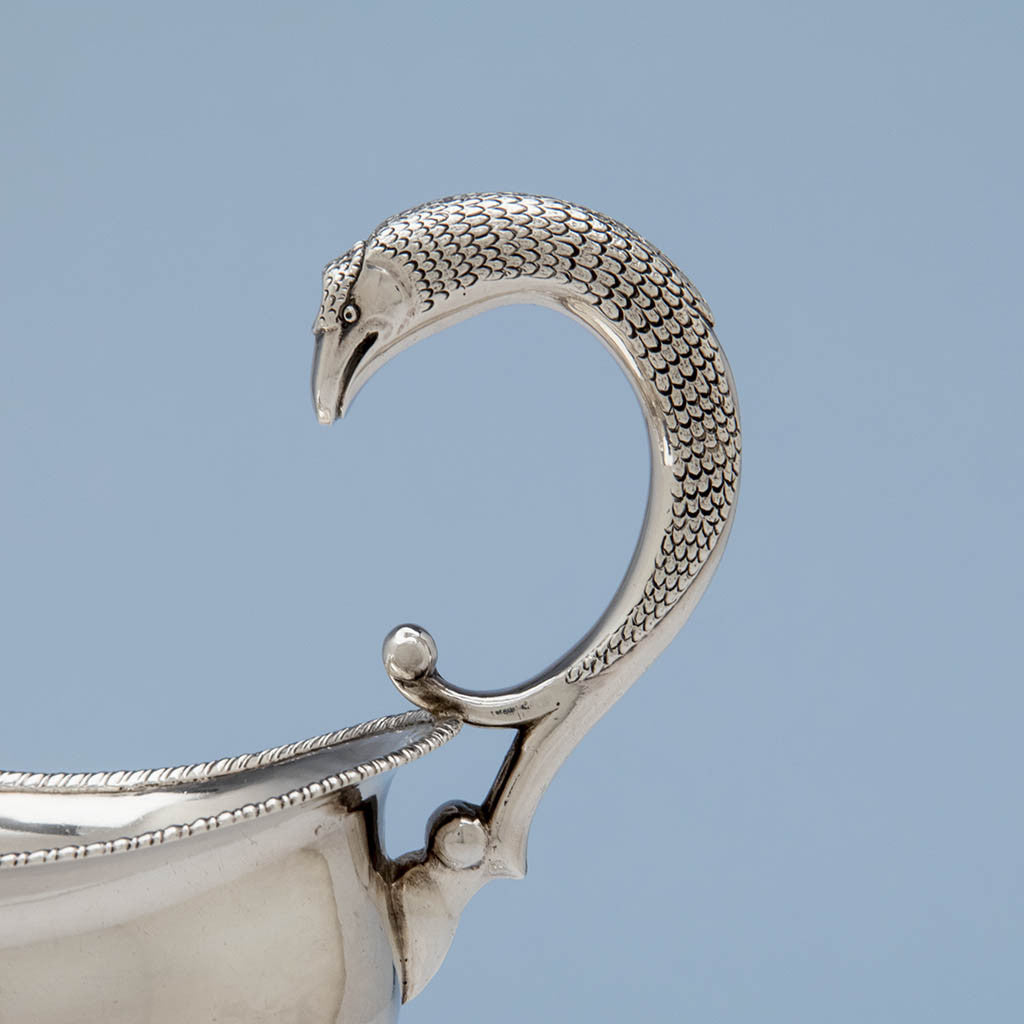 Handle detail on John McMullin Antique Silver Sauce Boat, Philadelphia, PA, c. 1810