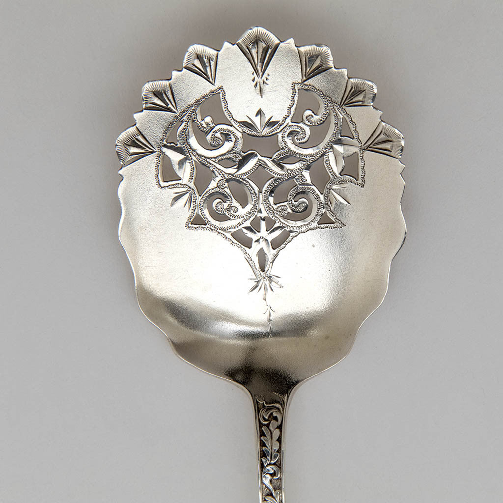 Blade to Knowles &#39;Aeolian&#39; Pattern Antique Sterling Silver Pierced Server, Providence, RI, c. 1880