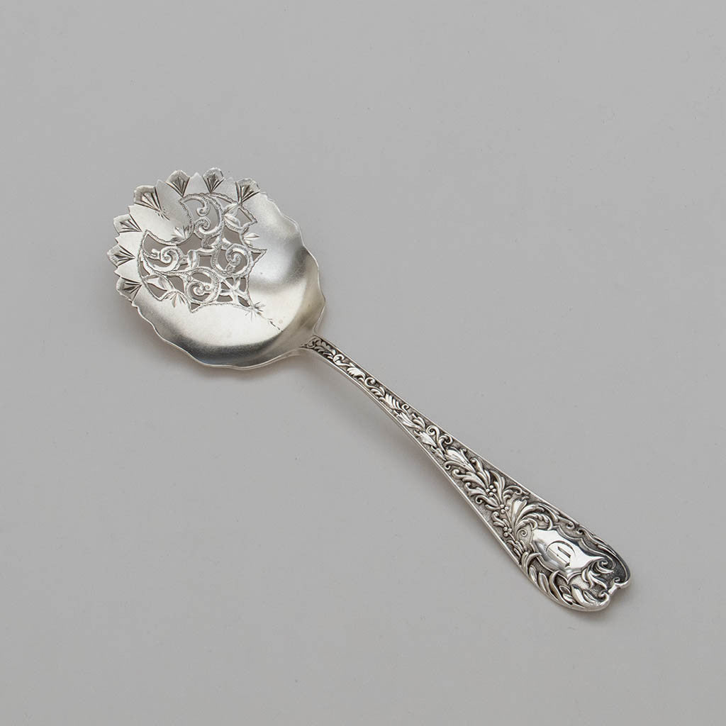 Knowles 'Aeolian' Pattern Antique Sterling Silver Pierced Server, Providence, RI, c. 1880