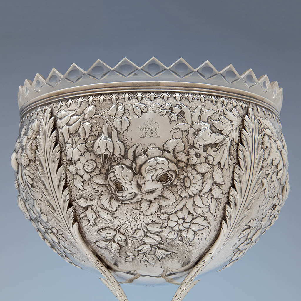 Crest on S. Kirk &amp; Son Rare  11oz Silver Fruit Stand or Centerpiece Bowl, Baltimore, MD, c. 1880