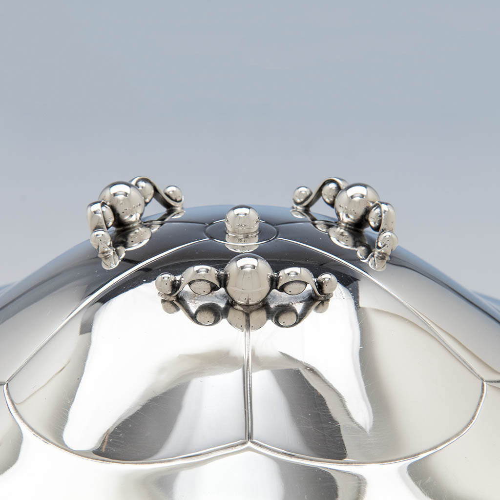 Handles and feet of Erik Magnussen for Gorham Sterling Silver Covered Centerpiece Bowl, Providence, RI, 1926