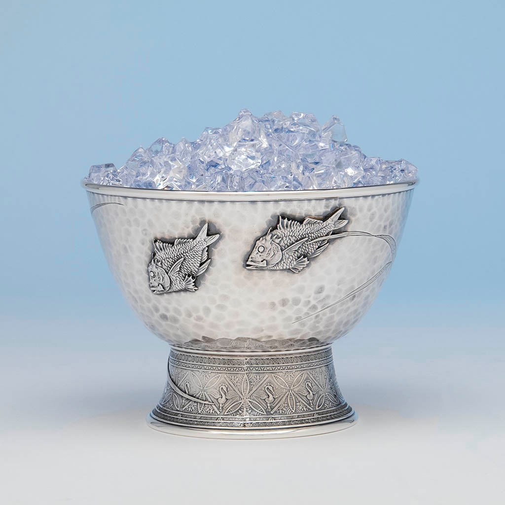 Ice filled Tiffany & Co Antique Sterling Silver Japanesque Ice Bowl, New York City, c. 1877