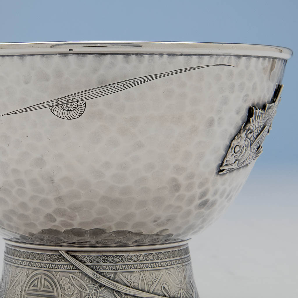 Snail detail of Tiffany &amp; Co Antique Sterling Silver Japonesque Ice Bowl, New York City, c. 1877