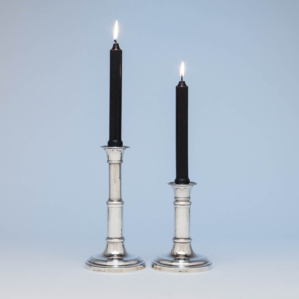 Matthew Boulton Rare George III Antique Sterling Silver Telescopic Candlesticks, Birmingham, 1812/13