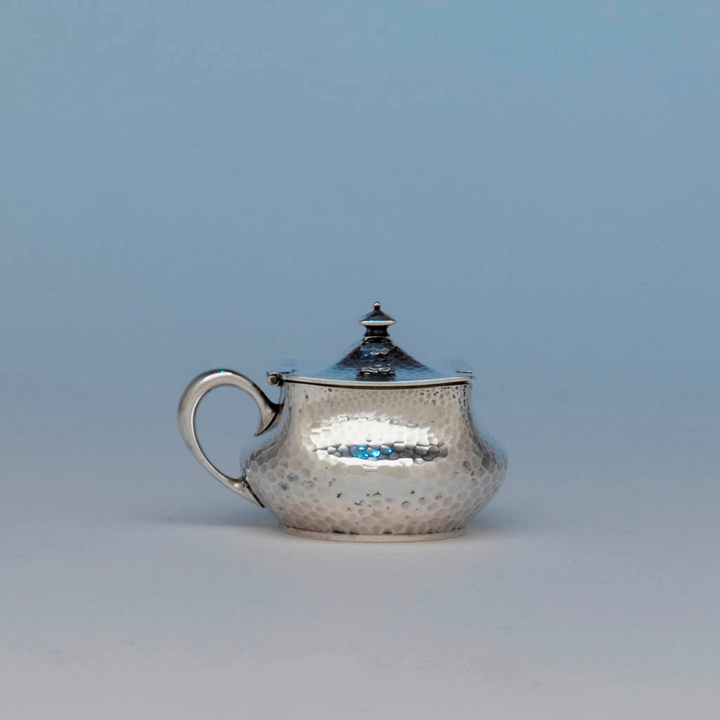 Dominick &amp; Haff Antique Sterling Silver Covered Mustard Pot, NYC, 1883