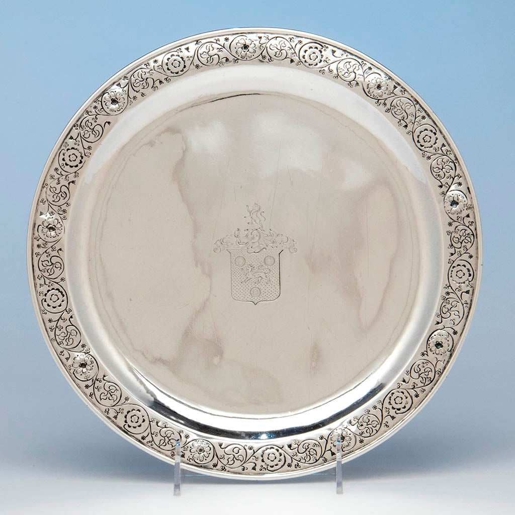Mary Catherine Knight (attributed) at the Handicraft Shop Hand Wrought Arts & Crafts Sterling Silver Serving Plate, Wellesley Hills, 1905