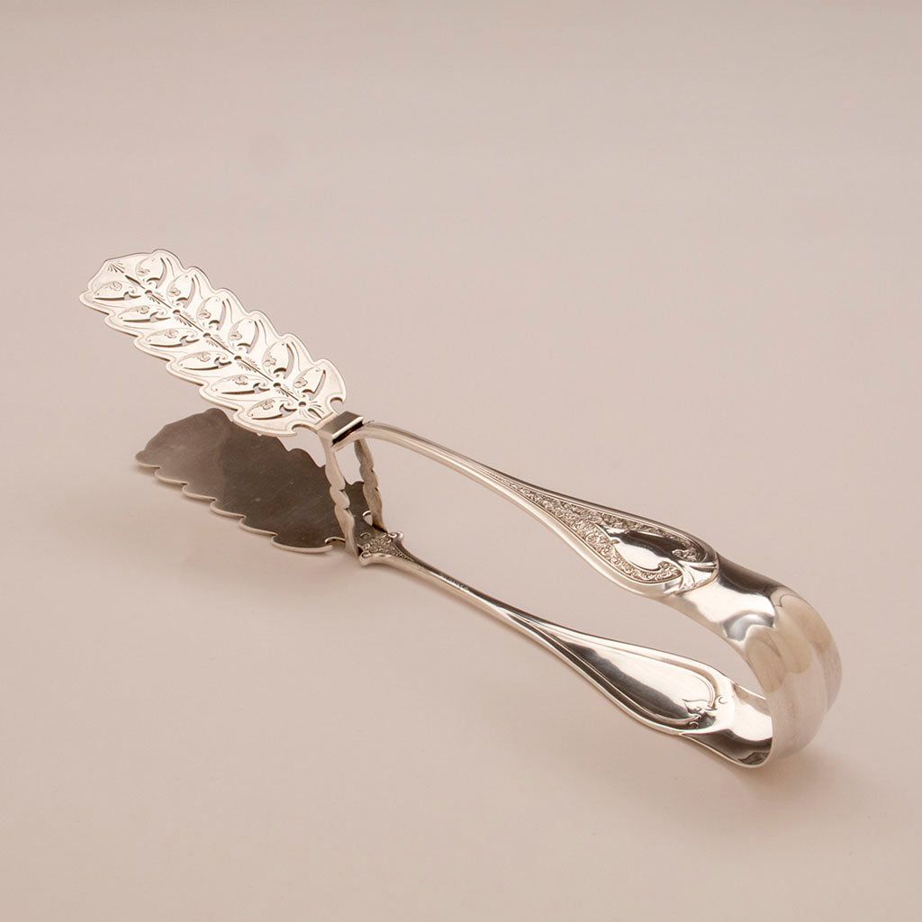 John Wendt 'Florentine' Pattern Antique Sterling Asparagus Serving Tongs, NYC, c. 1870s