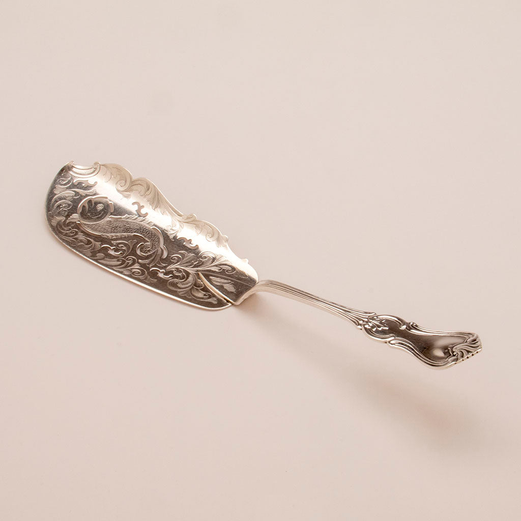 Albert Coles 'Prince Albert' Pattern Antique Coin Silver Fish Slice, NYC, 1850s