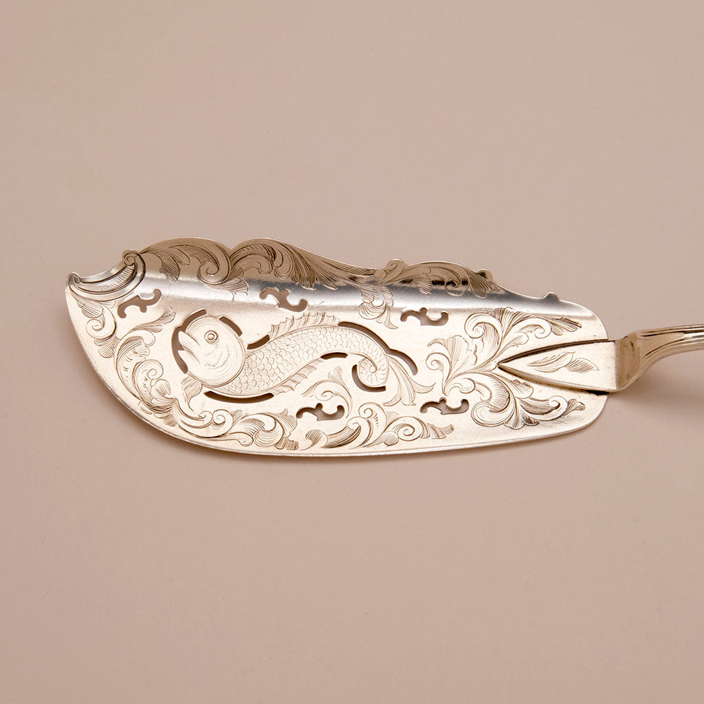 Blade of the Albert Coles &#39;Prince Albert&#39; Pattern Antique Coin Silver Fish Slice, NYC, 1850s