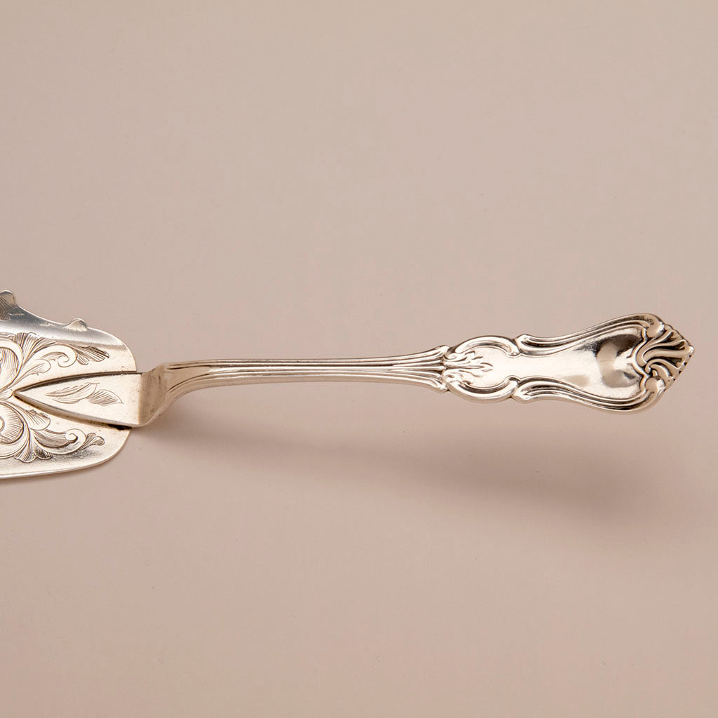 Handle of the Albert Coles &#39;Prince Albert&#39; Pattern Antique Coin Silver Fish Slice, NYC, 1850s