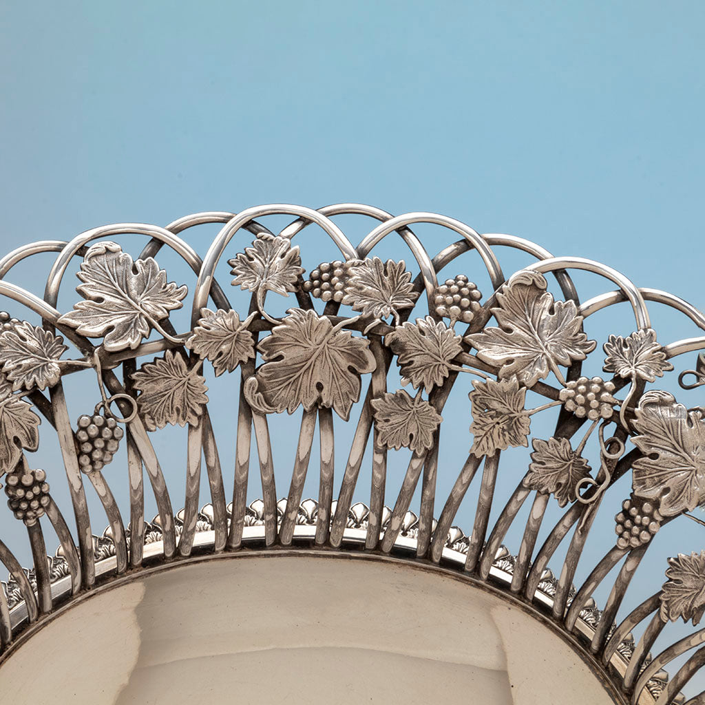 Border detail of Gale, Wood and Hughes Antique Coin Silver Footed Basket, NYC,. NY, 1833-45