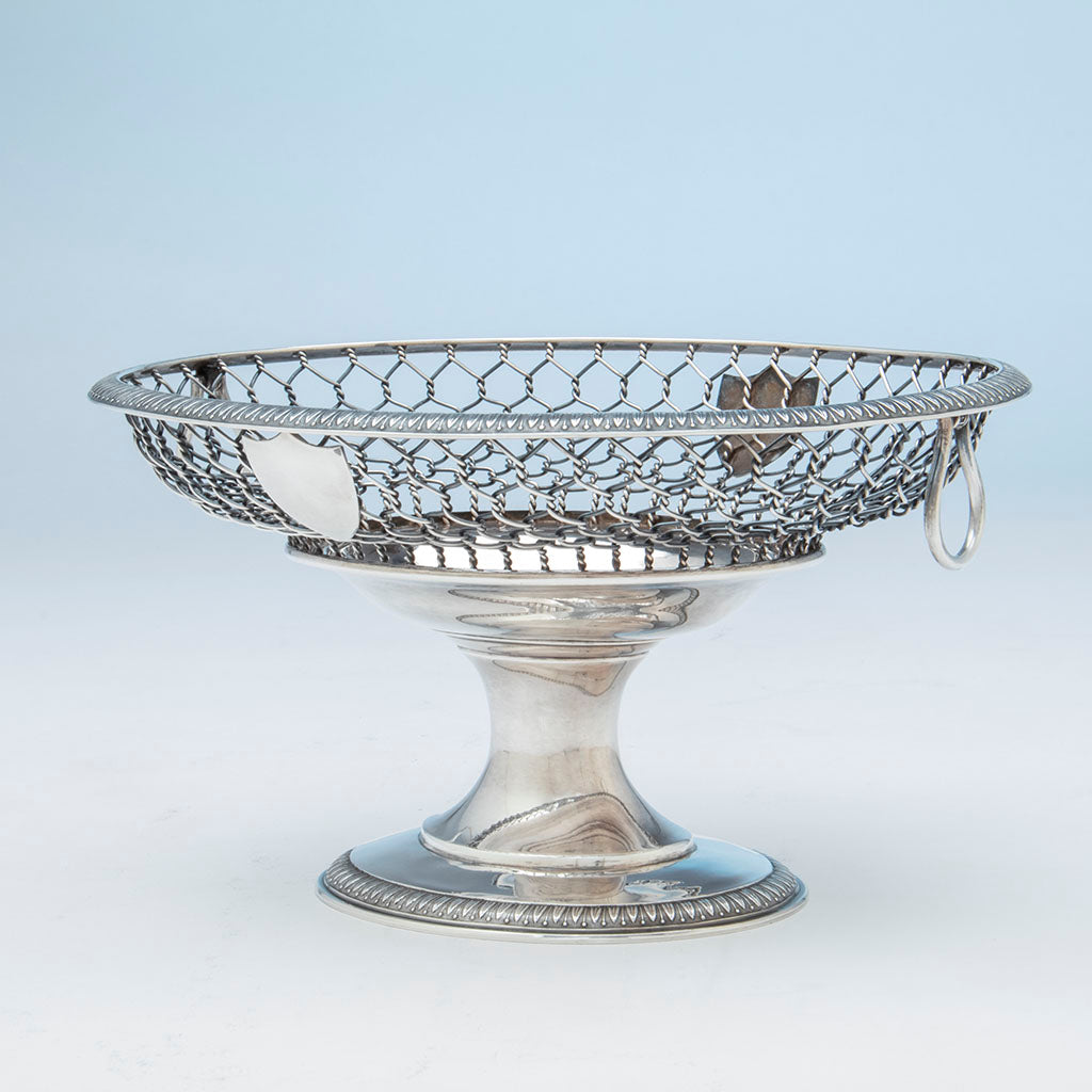 Angle view of William Gale &amp; Son Antique Sterling Silver Fruit or Centerpiece Bowl, New York City, 1862