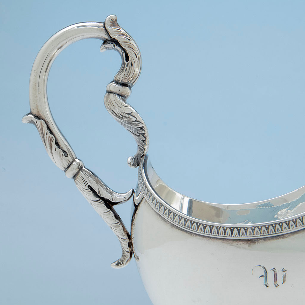 Handle to Marquand and Co. Pair of Antique Coin Silver Gravy Boats, NYC, NY, 1833-39