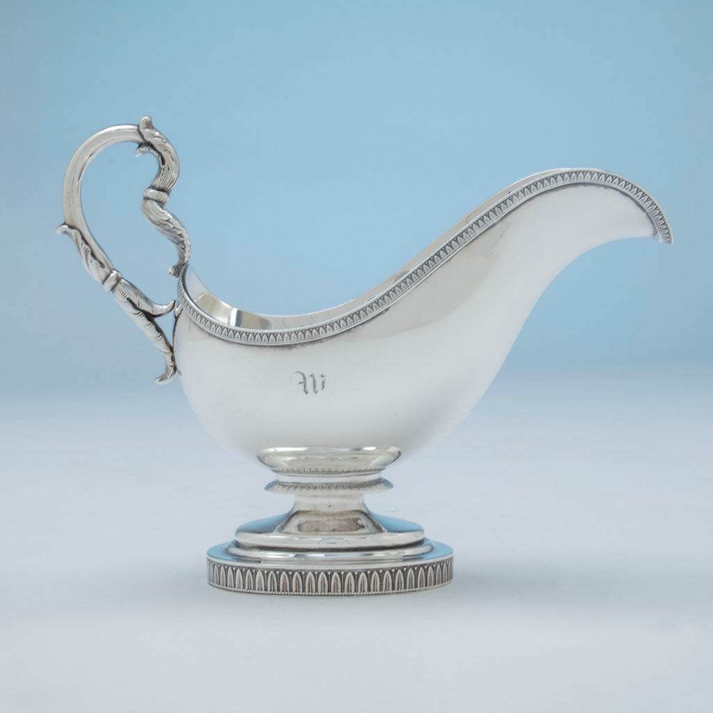 Single example of Marquand and Co. Pair of Antique Coin Silver Gravy Boats, NYC, NY, 1833-39