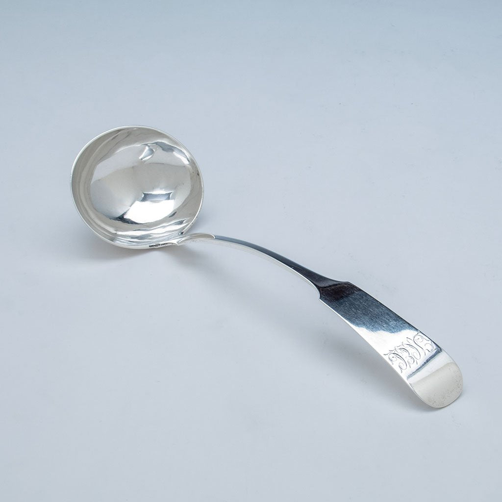 A. E. Warner Antique American Silver Soup Ladle, Baltimore, MD, c. 1840