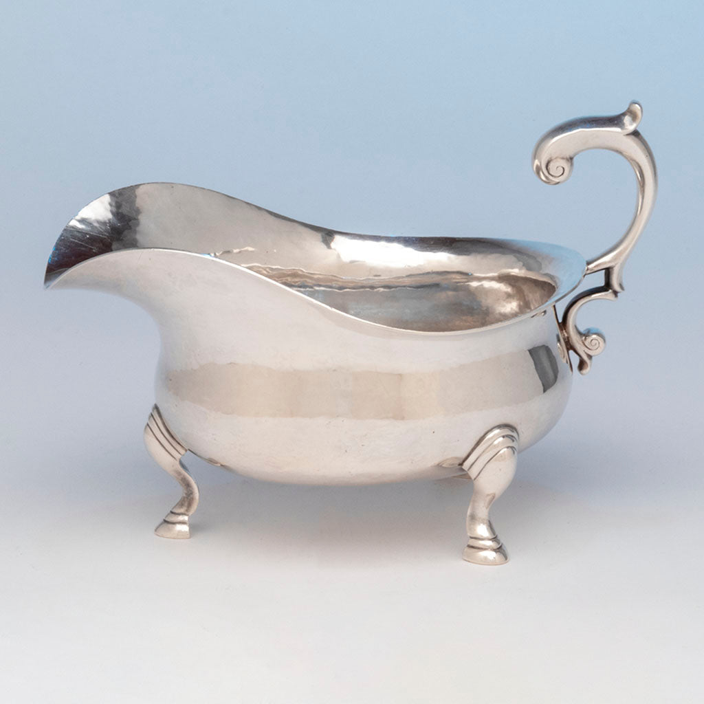 Gebelein Arts &amp; Crafts Sterling Silver Large Gravy Boat, Boston, MA, c. 1945
