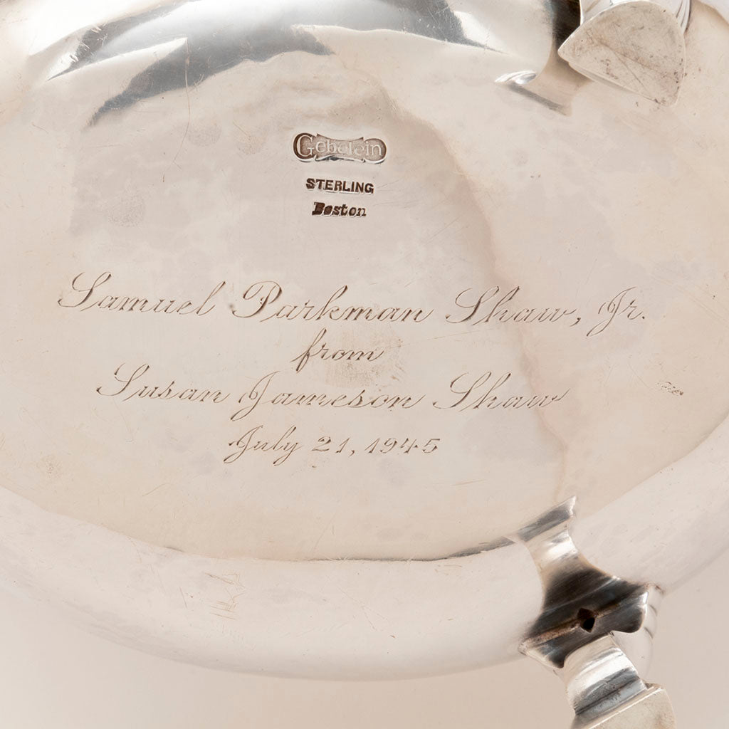 Underside of Gebelein Arts &amp; Crafts Sterling Silver Large Gravy Boat, Boston, MA, c. 1945