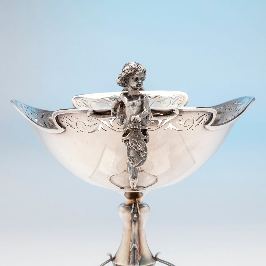 Medallion on Gorham Pair of Sterling Silver Figural Medallion Berry bowls, Providence, RI, 1869