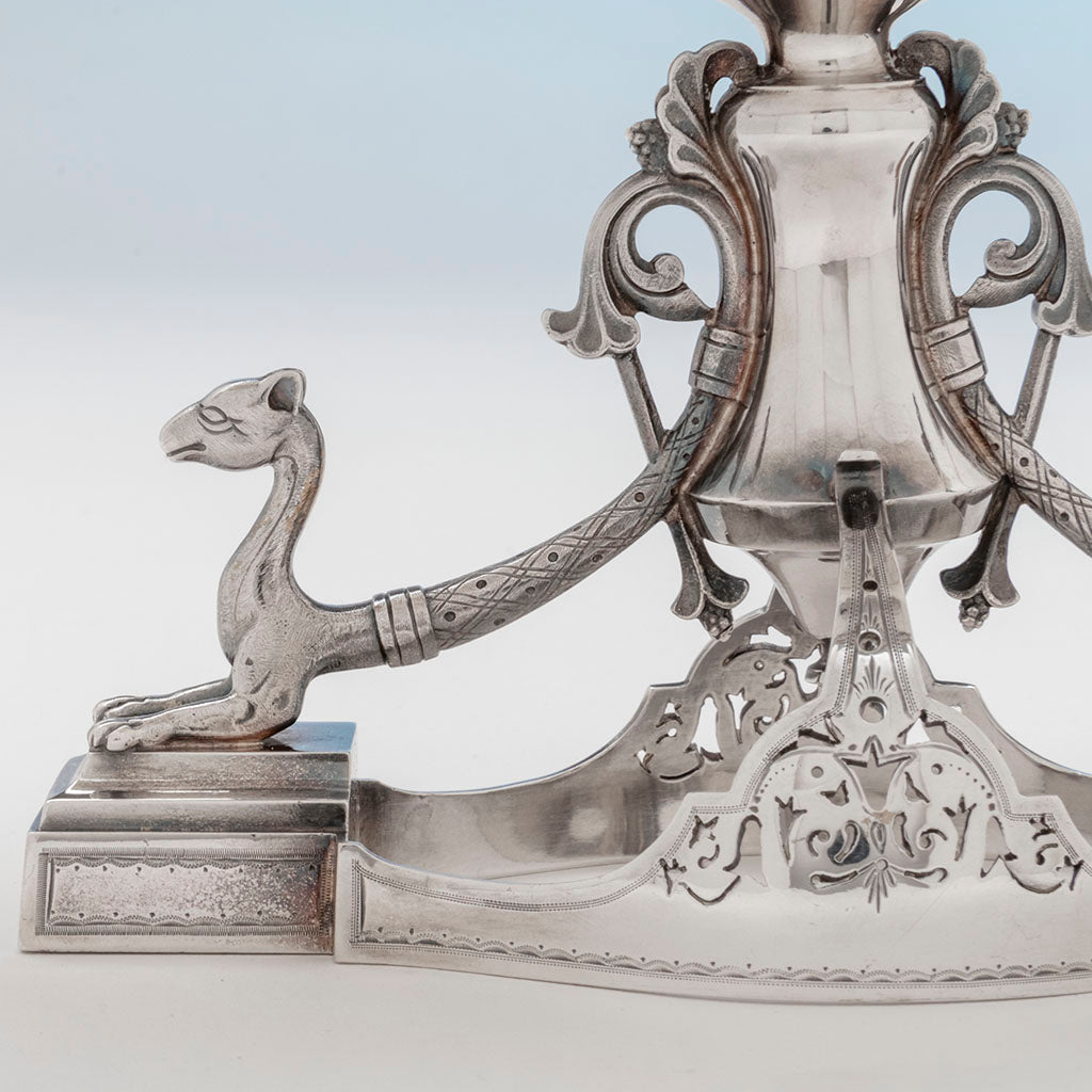 Creature on Gorham Pair of Sterling Silver Figural Medallion Berry bowls, Providence, RI, 1869