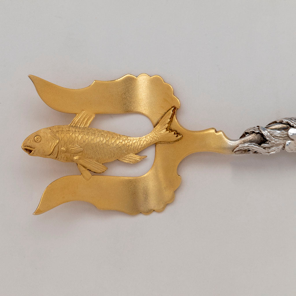 Tines of Shiebler Antique Sterling Silver Nautical Sardine Serving Fork, NYC, NY, c. 1880s