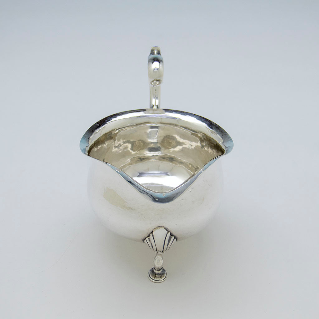 Front of Gebelein Arts &amp; Crafts Sterling Silver Large Gravy Boat, Boston, MA, c. 1920