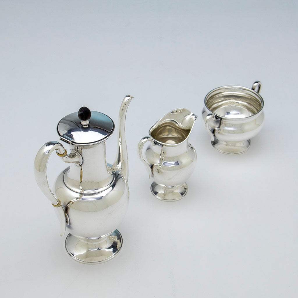 Top view of Arthur Stone Sterling Silver Hand Wrought Arts &amp; Crafts After-Dinner Coffee Set, c. 1912