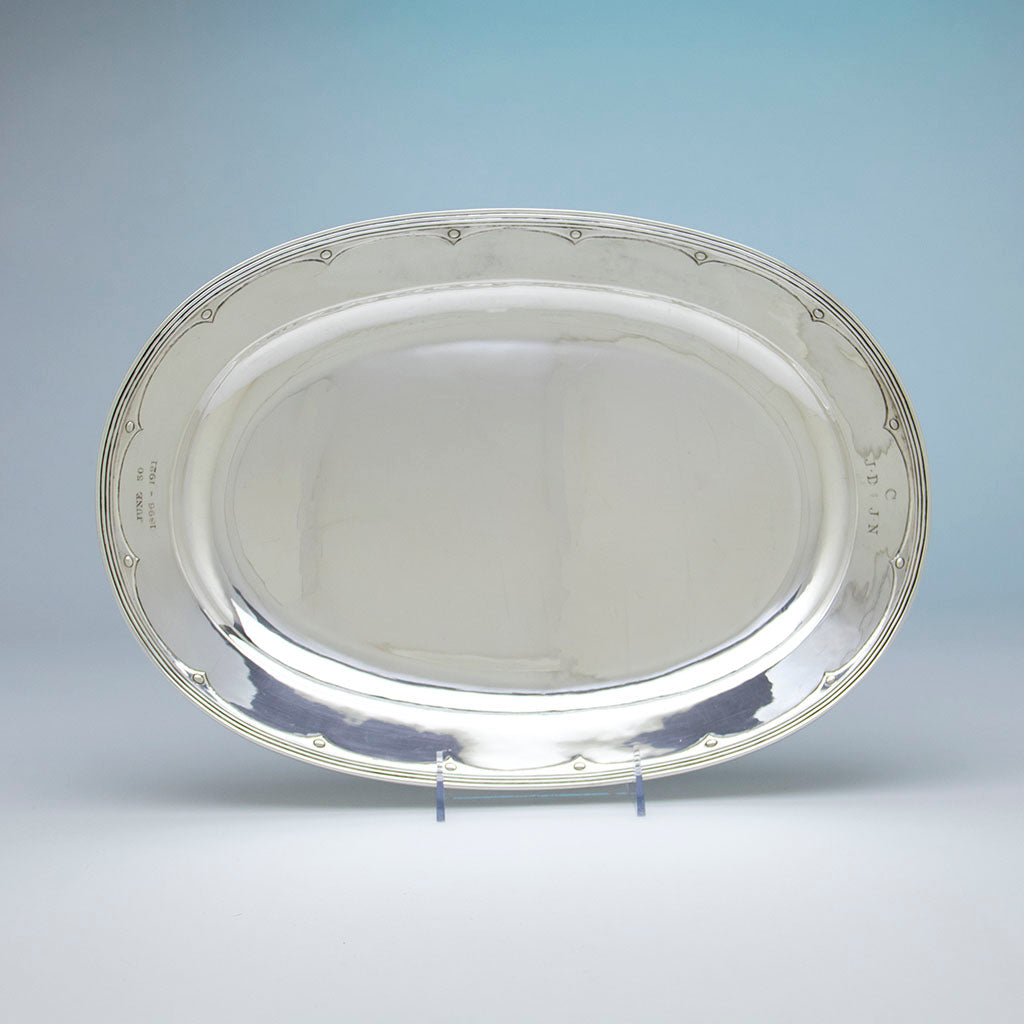 Arthur Stone Arts & Crafts Sterling Meat Platter, Gardiner, MA, 1921