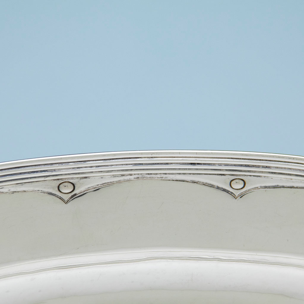 Border on Arthur Stone Arts &amp; Crafts Sterling Meat Platter, Gardiner, MA, 1921