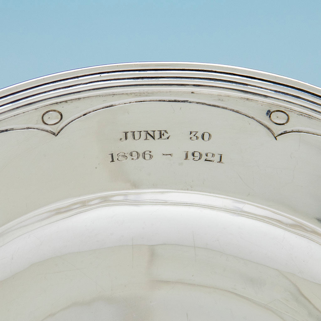 Date on Arthur Stone Arts &amp; Crafts Sterling Meat Platter, Gardiner, MA, 1921