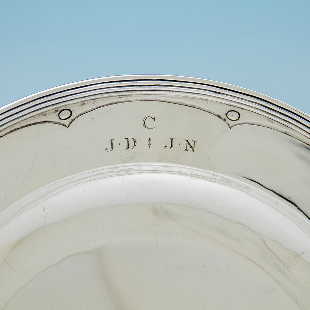 Monograms on Arthur Stone Arts &amp; Crafts Sterling Meat Platter, Gardiner, MA, 1921
