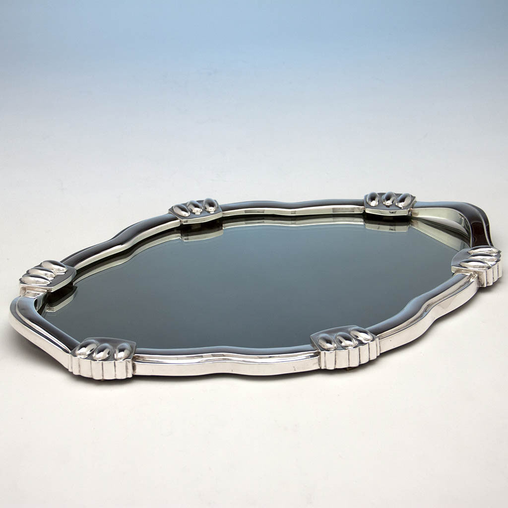 Henry Petzal (attr.) Modern Sterling Silver Mirror Plateau, Shrewsbury, New Jersey, 1966