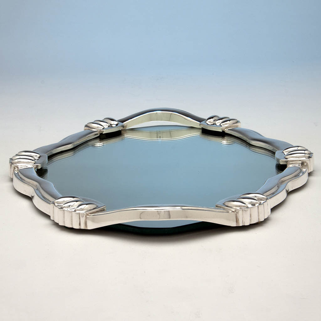 Front of Henry Petzal (attr.) Modern Sterling Silver Mirror Plateau, Shrewsbury, New Jersey, 1966