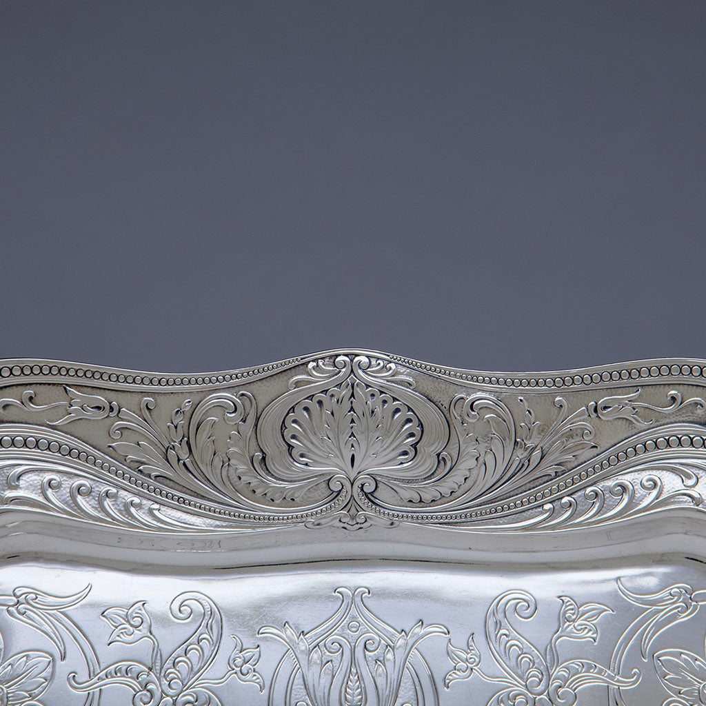 SIDE BORDER OF Gorham Antique Sterling Indo-Persian Style Silver Tray, Providence, RI, 1896